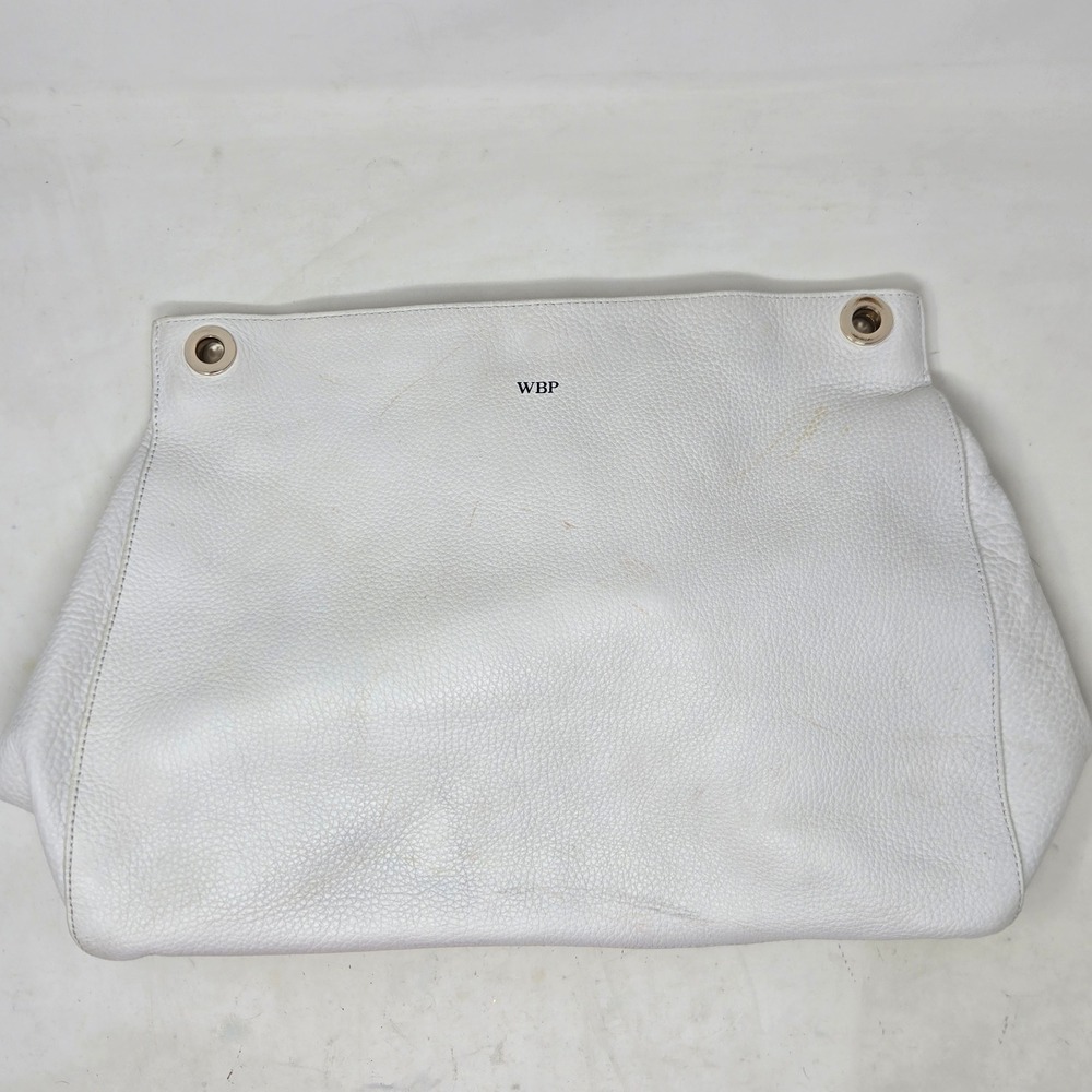 Mark & Graham White Pebbled Leather Hobo Build A Bag Monogram WBP Gold Hardware